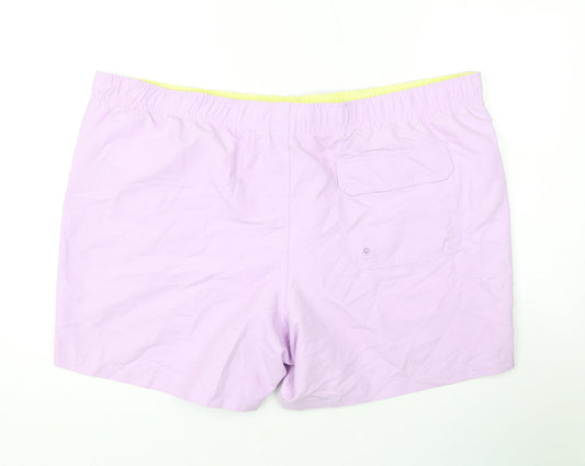 Marks and Spencer Mens Purple Polyester Bermuda Shorts Size 3XL L6 in Regular Drawstring - Swim Shorts