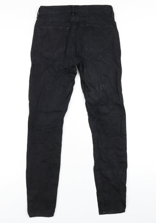 Topshop Womens Black Cotton Skinny Jeans Size 10 L32 in Regular Zip