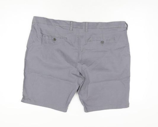 Marks and Spencer Mens Grey Cotton Chino Shorts Size 44 in L9 in Regular Zip
