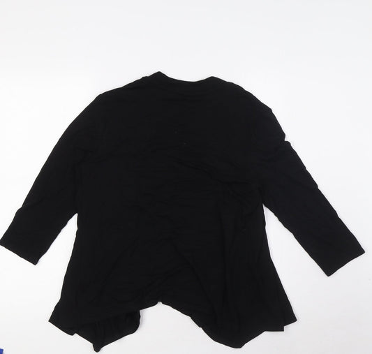 BHS Womens Black V-Neck Viscose Cardigan Jumper Size 12 - Waterfall