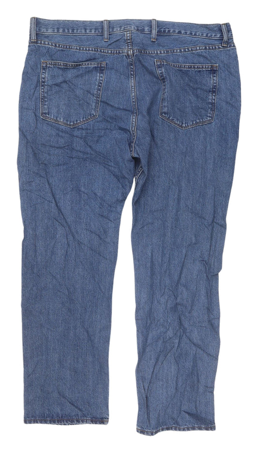 Marks and Spencer Men's Blue Regular Fit Straight Jeans