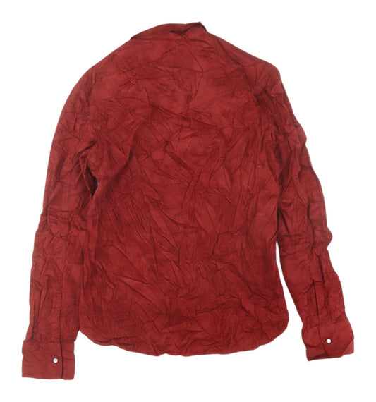 Womens UK Size 8 Marks and Spencer Red Button-Up