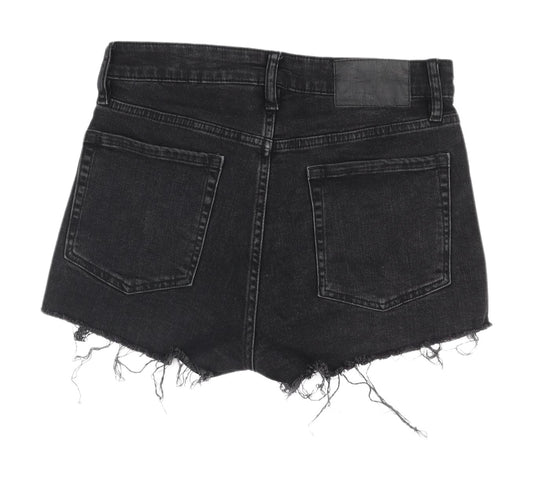 H&M Women's Black High-Rise Cut-Off Denim Shorts