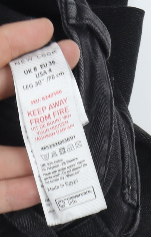 New Look Black Distressed Skinny Jeans, Size 8