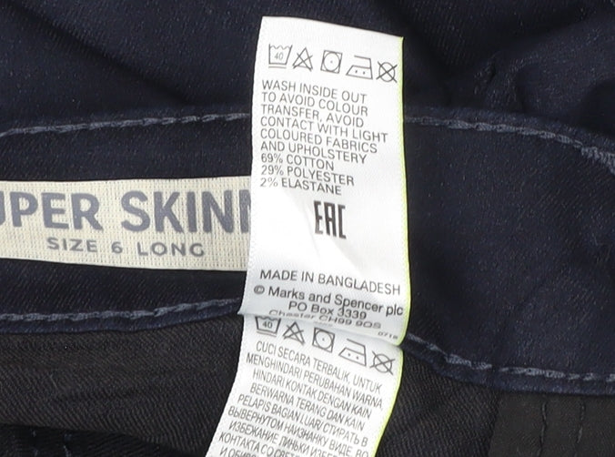 Womens UK Size 6 Marks and Spencer Slim Fit Skinny Blue Jeans