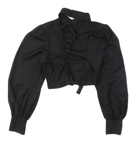 Womens UK Size 10 In the Style Black Cropped Blouse