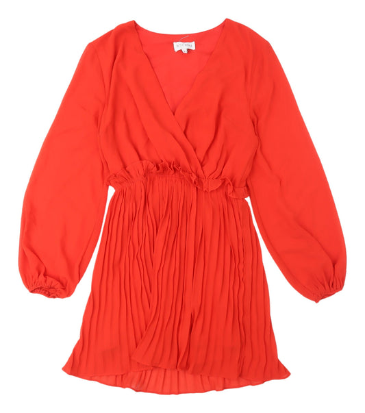 Additional front view of In The Style Women's Red Wrap Dress, size 10, Casual Party