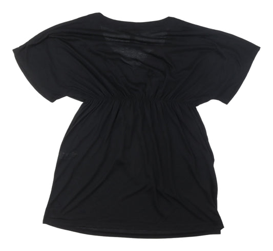 New Look Women's Black Short Sleeve V-Neck Dress M