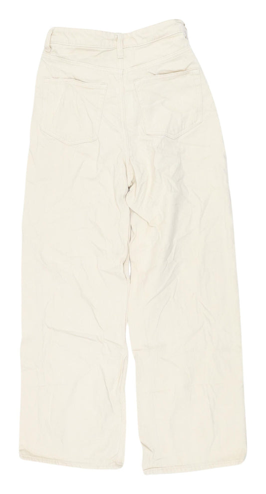Womens UK Size 6 Unknown Relaxed Fit Wide-Leg Ivory Jeans