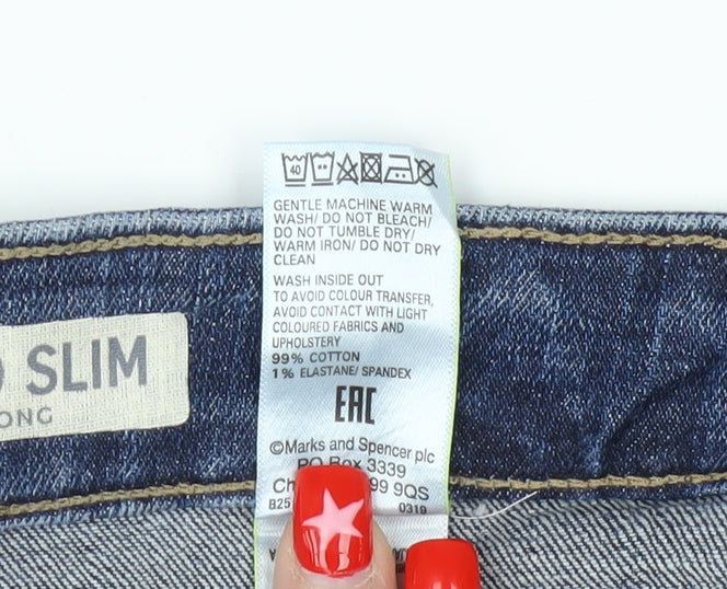 Unisex Adultss UK Size 32 Marks and Spencer Relaxed Fit Straight Blue Jeans