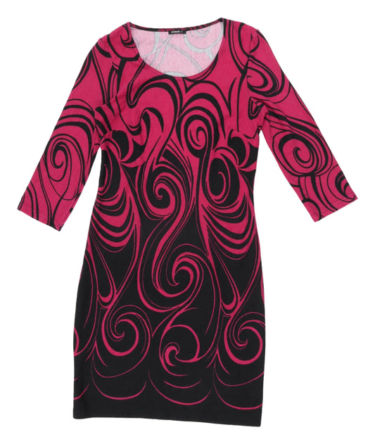 Additional front view of Roman Women's Pink Black Abstract Sheath Dress