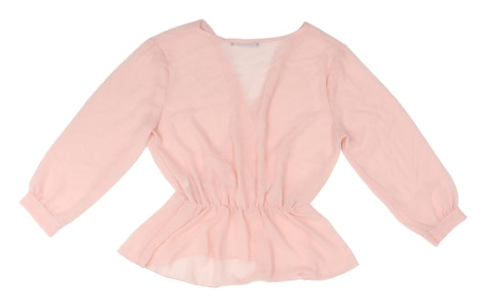 Boohoo Women's Pink Wrap Blouse - Size 14