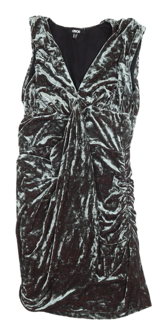 ASOS Women’s Grey Velvet Bodycon Dress Size 10