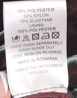 Brand and care label for ASOS Women’s Grey Velvet Bodycon Dress, size UK 10
