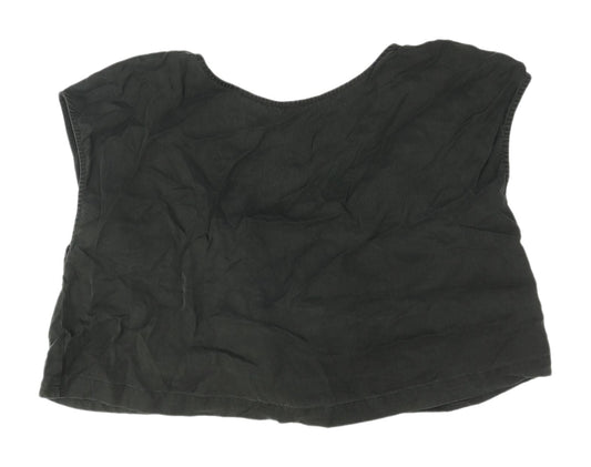 Womens UK Size 14 Oliver Bonas Black Cropped Blouse