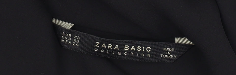 Womens UK Size XS Zara Black Basic Blouse