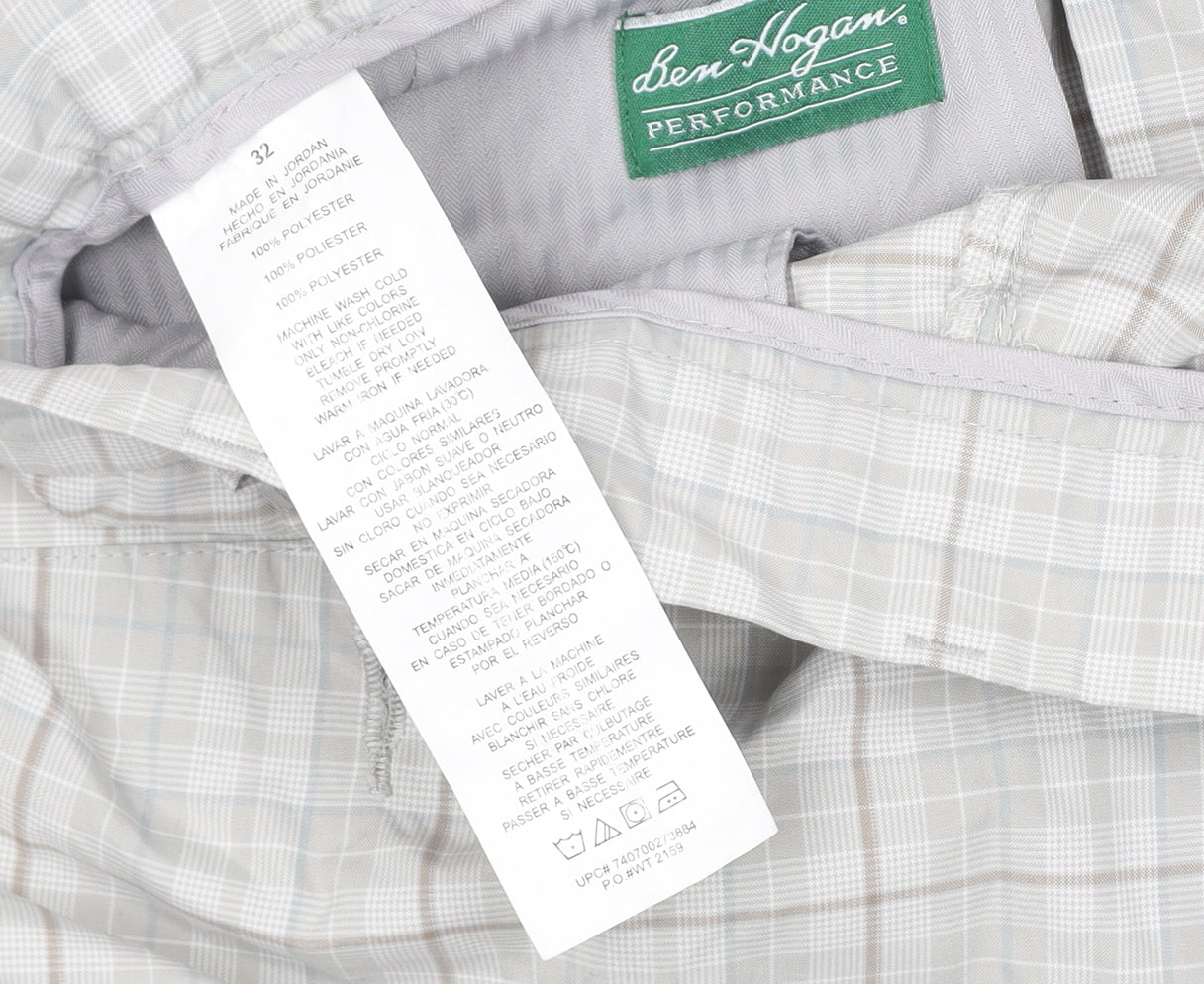 Ben Hogan Men's Grey Chino Shorts, Size 32, Preppy Plaid