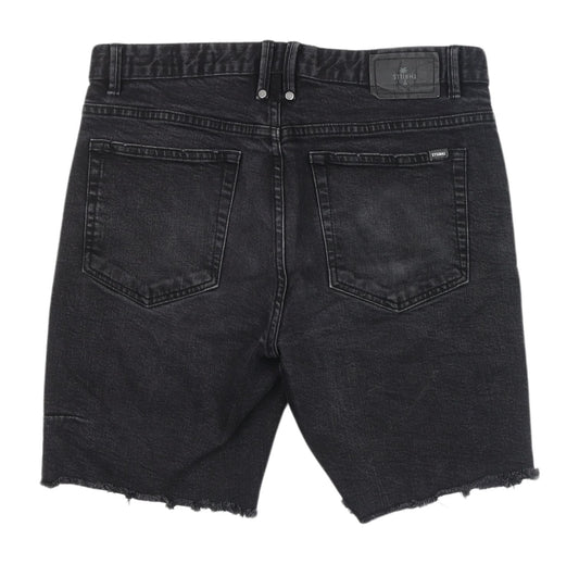 Thrills Men's Black Distressed Chino Shorts 32