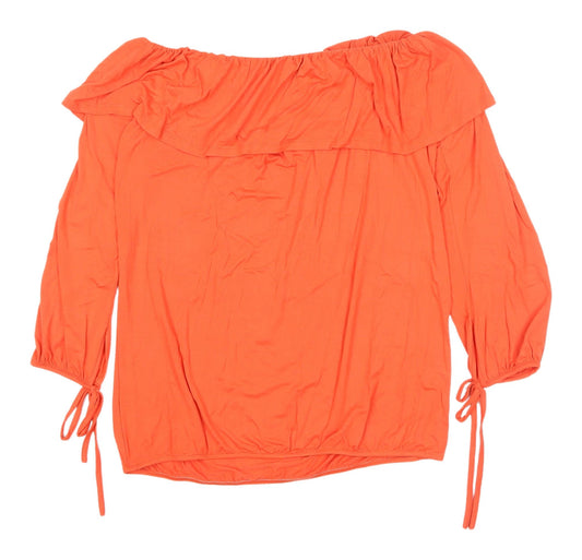 Womens UK Size 14 Very Orange Off the Shoulder Blouse