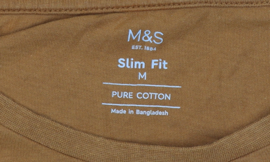 Marks and Spencer Men’s Slim Fit Brown T-Shirt Size M