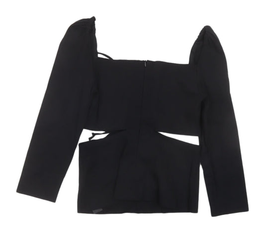 Womens UK Size XS Zara Black Cropped Blouse