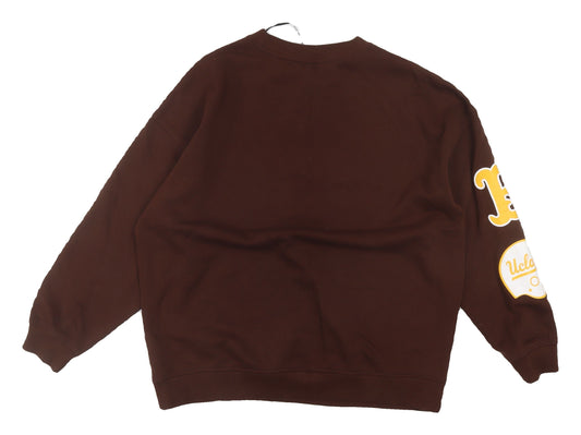 H&M Unisex Brown Graphic Sweatshirt, Size 8, Cotton Polyester
