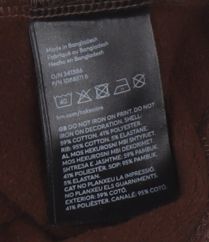 H&M Unisex Brown Graphic Sweatshirt, Size 8, Cotton Polyester