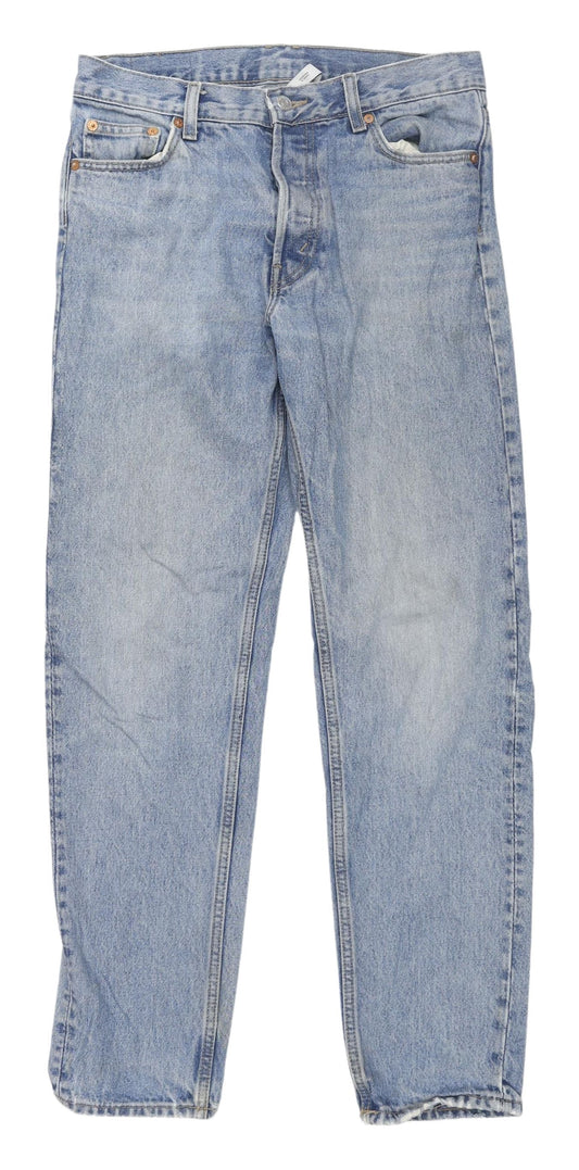 Mens UK Size 27 Weekday Relaxed Fit Tapered Blue Jeans