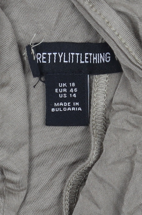 PrettyLittleThing Beige Halter Maxi Dress Size 18