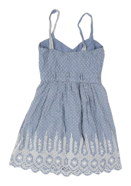 Miss Selfridge Blue Embroidered Slip Dress UK 6