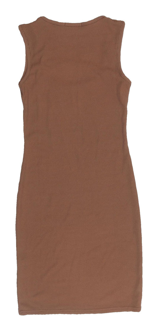 PrettyLittleThing Brown Bodycon Mini Dress UK 4
