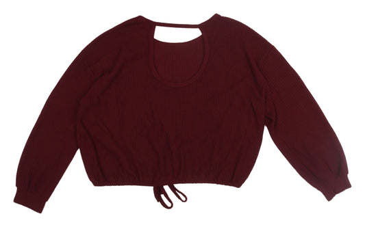 Womens UK Size L Hollister Red Cropped Blouse