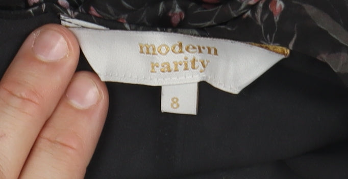 Modern Rarity Women's Black Floral Wrap Dress Size 8