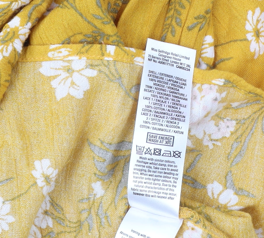 Miss Selfridge Women's Yellow Floral Off-Shoulder Dress