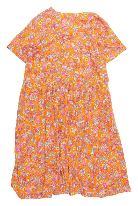 Milano Women's Orange Paisley Viscose Dress, Size 12