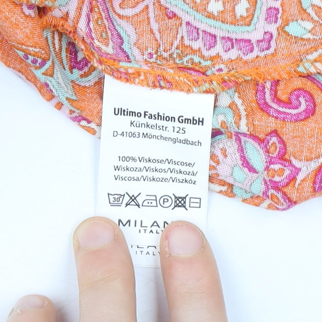 Milano Women's Orange Paisley Viscose Dress, Size 12