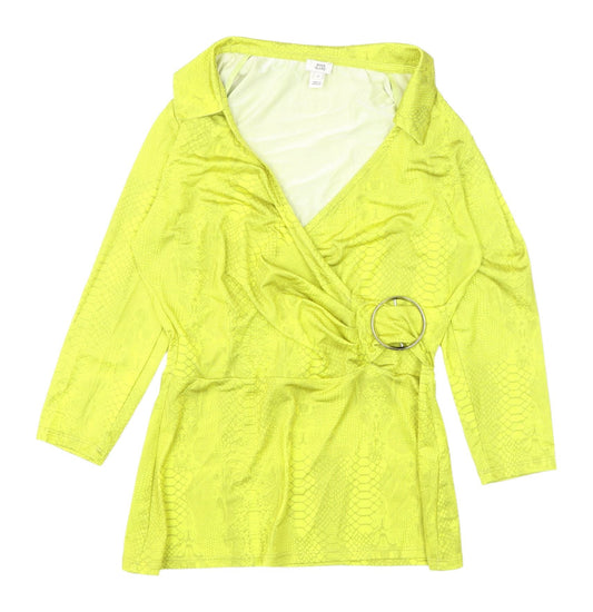 Womens UK Size 10 River Island Yellow Wrap Blouse