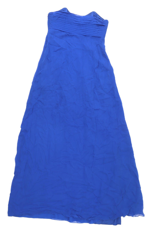 Coast Women's Blue Silk Strapless Long Dress Size 8