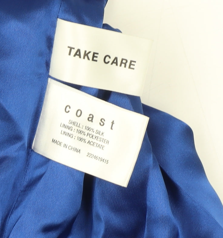 Coast Women's Blue Silk Strapless Long Dress Size 8