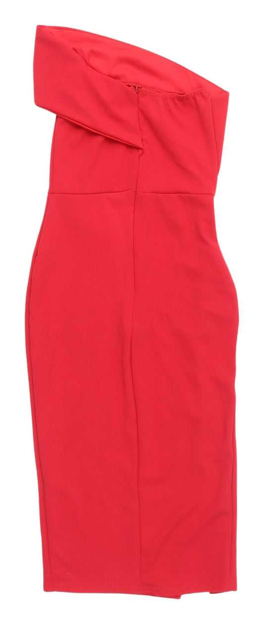 Missguided Women's Red Bodycon Knee Length Dress