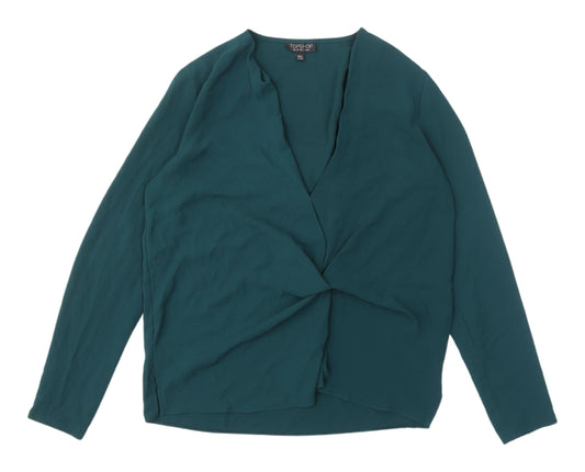 Womens UK Size 10 Topshop Green Wrap Blouse