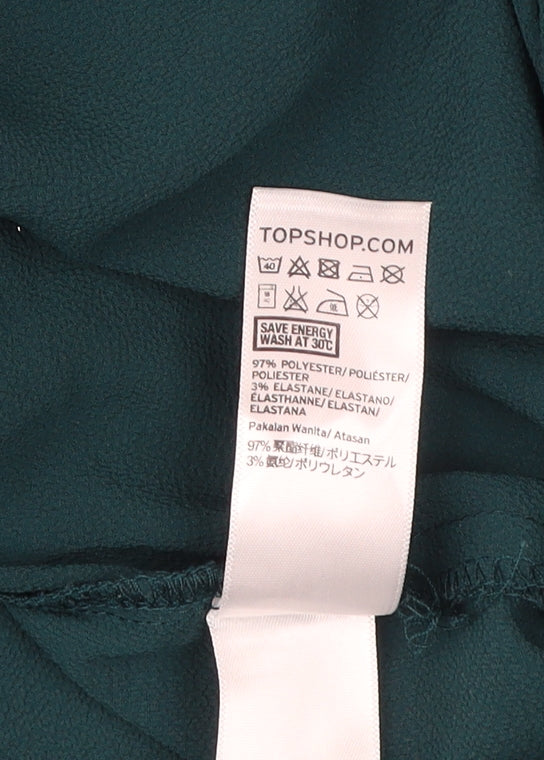 Womens UK Size 10 Topshop Green Wrap Blouse