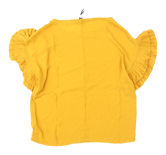 Avon Women's Yellow Ruffle Blouse, Size 6, Casual Summer Top