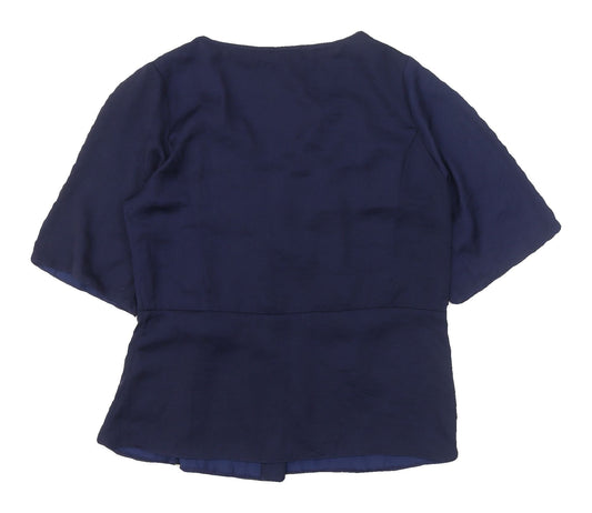 Womens UK Size 10 ASOS Blue Wrap Blouse