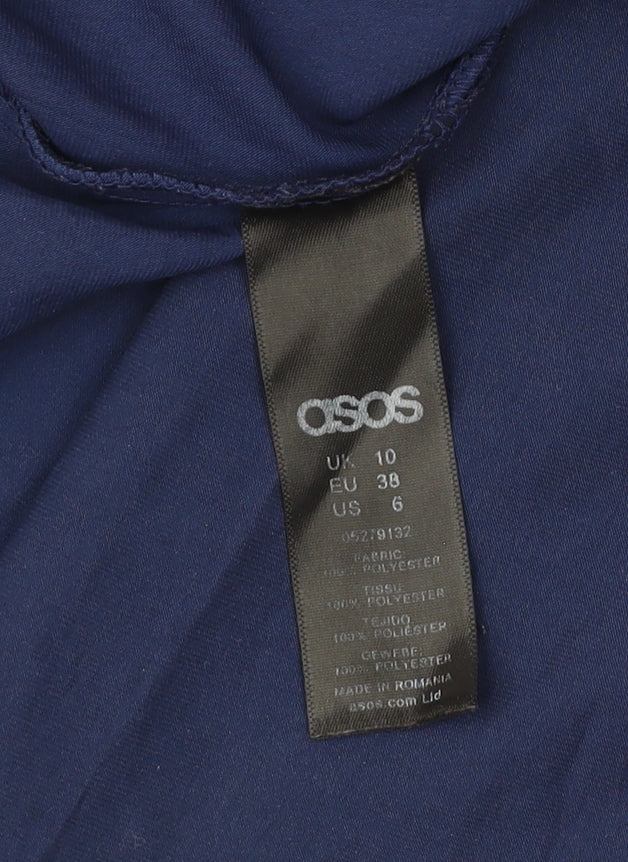 Womens UK Size 10 ASOS Blue Wrap Blouse