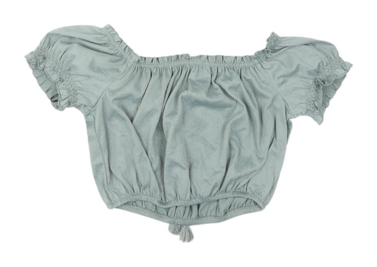 Womens UK Size S H&M Green Cropped Blouse