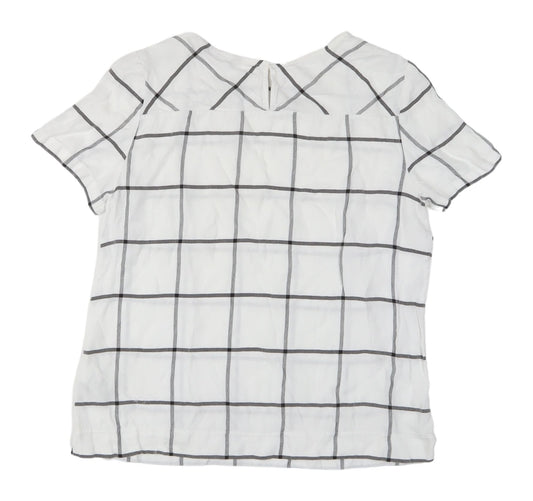 Marks and Spencer White Check T-Shirt UK 10, Women's