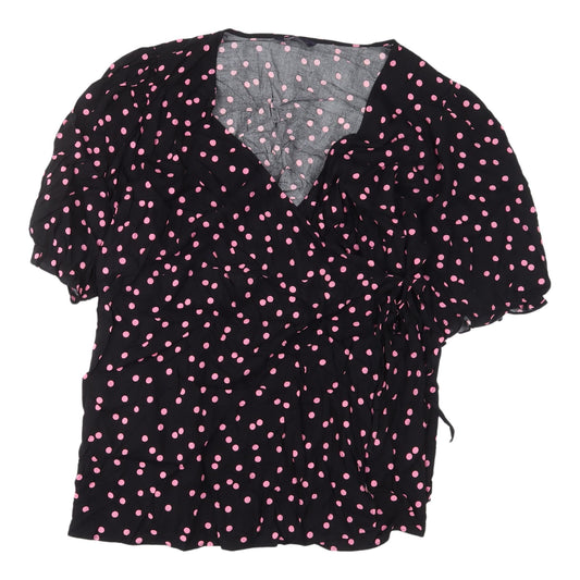 Womens UK Size 24 Marks and Spencer Black Wrap Blouse