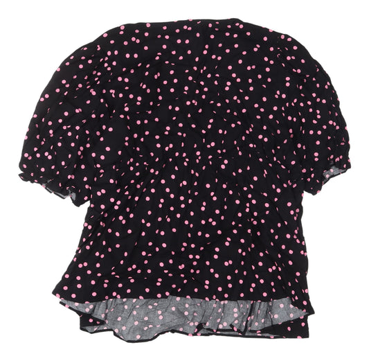 Womens UK Size 24 Marks and Spencer Black Wrap Blouse
