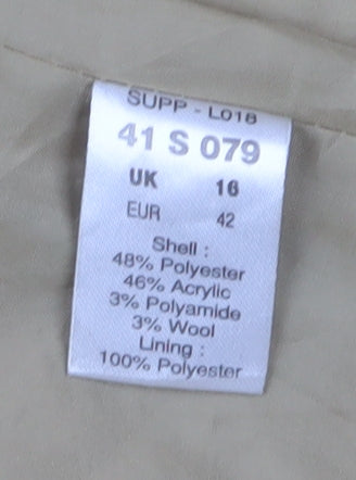 Brand and care label for Kaleidoscope Women's Beige Long Coat UK, size 16